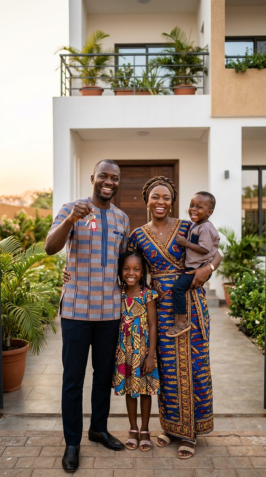 Une famille devant sa nouvelle villa GELPAZ